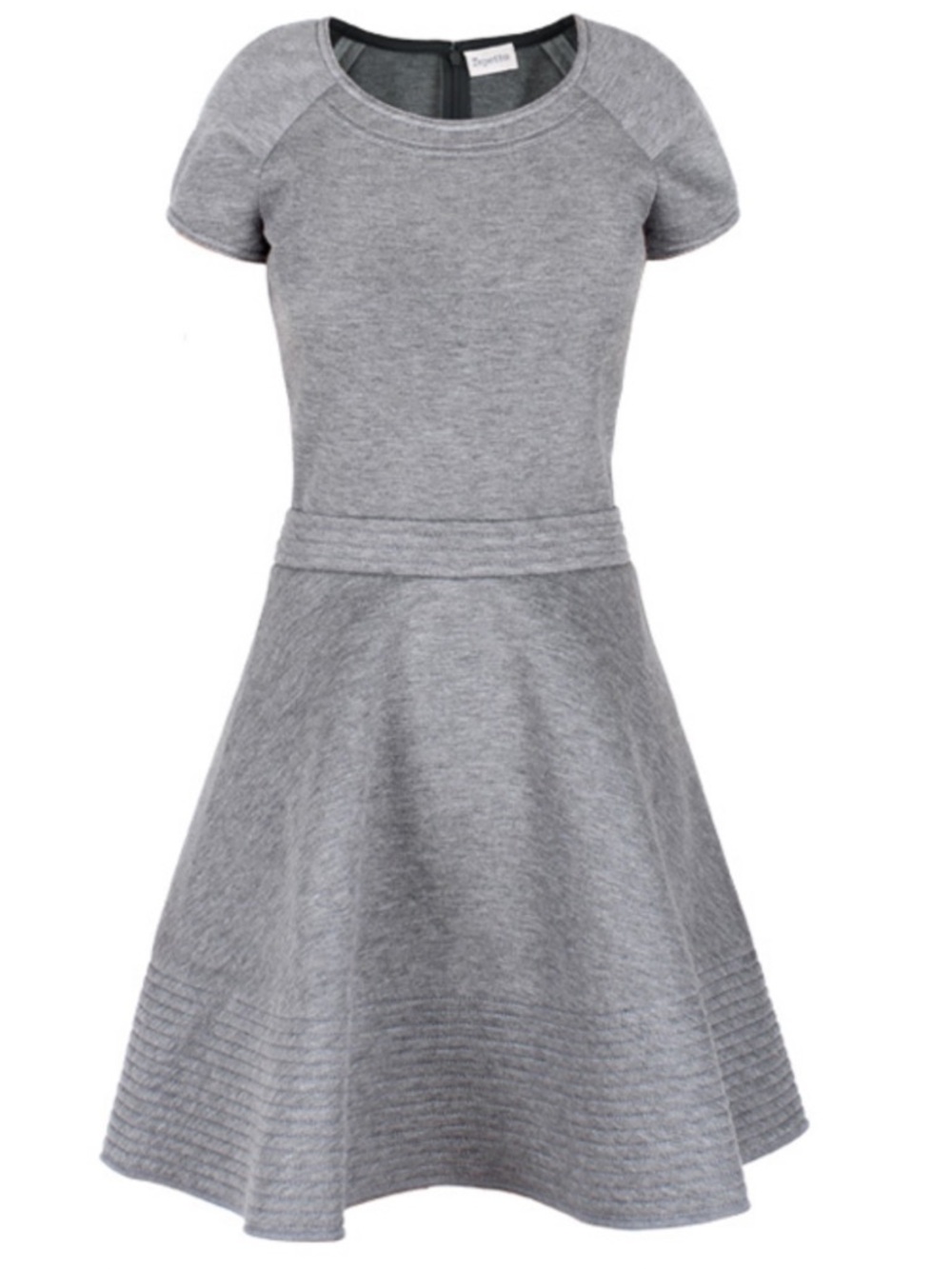 REPETTO Gray Robe Dress Short-Sleeve Fit-and-Flare Scuba Knit Mini Ballet 38/M